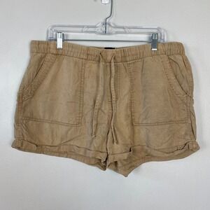 Gap‎ Pull-On Tencel Short Tan Cuffed Hem Elastic Waist Casual Size Large